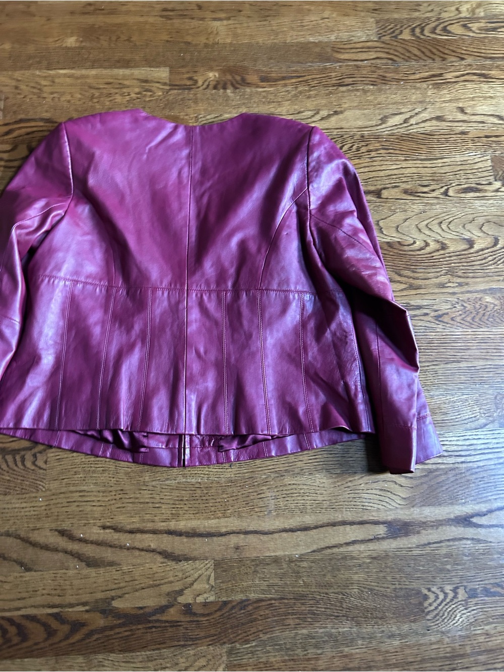 Style & Co Genuine Leather Jacket Burgundy Wine Red Size 18W Plus Size - Picture 11 of 11